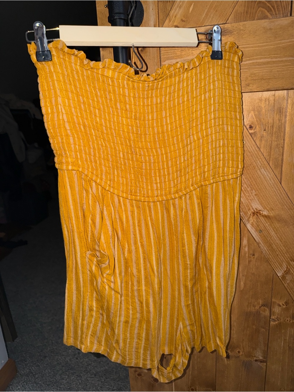 American Eagle Outfitters Mustard Yellow Striped Romper